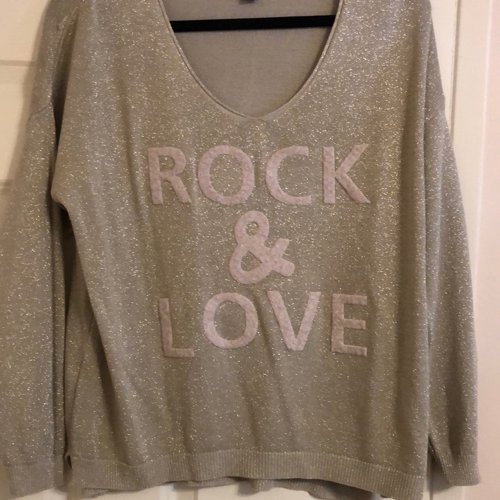 Gold Shimmer Rock N Roll Sweater